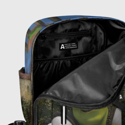 Рюкзак с принтом Шрек, Кот и Осёл для женщины, вид на модели спереди №5. Цвет основы: белый