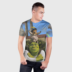 Мужская футболка 3D Slim Шрек, Кот и Осёл - фото 2