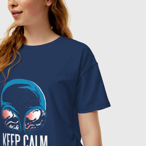 Женская футболка хлопок Oversize Keep Calm Земляне странные - фото 3