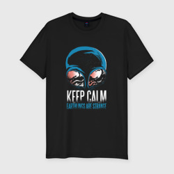 Мужская футболка хлопок Slim Keep Calm Земляне странные