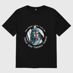 Мужская футболка хлопок Oversize Рыцарь Тамплиер - цитата