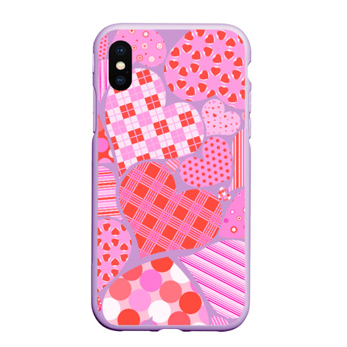 Чехол для iPhone XS Max матовый с принтом Pink heart, вид спереди #2