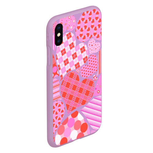 Чехол для iPhone XS Max матовый с принтом Pink heart, вид сбоку #3