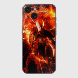 Чехол для iPhone 15 силиконовый с защитой камеры Данте в огне - Devil May Cry