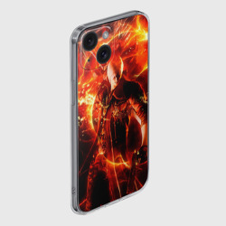 Чехол для iPhone 15 силиконовый с защитой камеры Данте в огне - Devil May Cry - фото 2