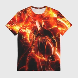 Мужская футболка 3D Данте в огне - Devil May Cry