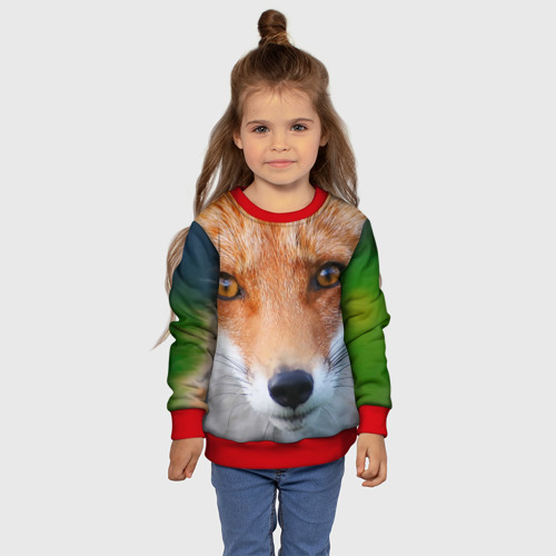 Детский свитшот 3D с принтом Крупно мордочка лисы, фото #4