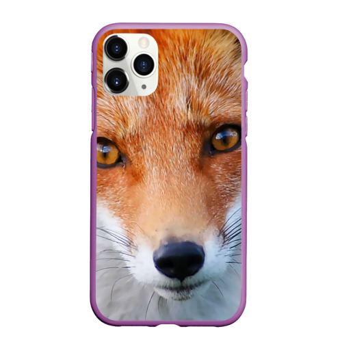 Чехол для iPhone 11 Pro матовый с принтом Крупно мордочка лисы, вид спереди #2
