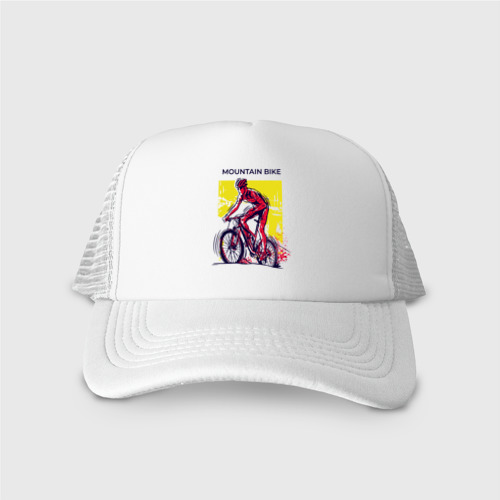 Кепка тракер с сеткой Mountain Bike велосипедист, цвет белый