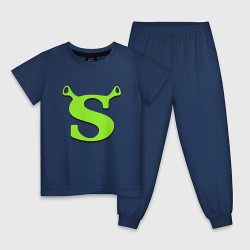 Детская пижама хлопок Shrek Logo +спина, цвет темно-синий