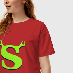 Женская футболка хлопок Oversize Shrek Logo +спина - фото 2