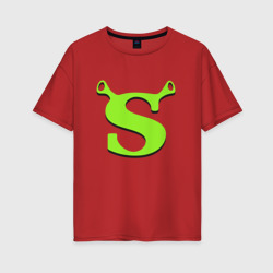 Женская футболка хлопок Oversize Shrek Logo +спина