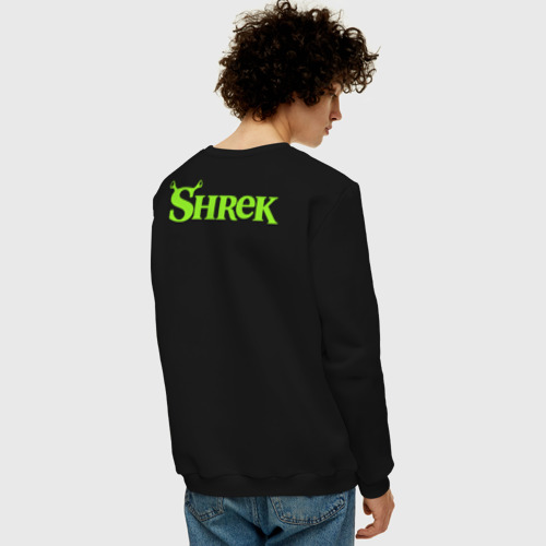 Мужской свитшот хлопок с принтом Shrek Logo (+спина) (Z), вид сзади #2