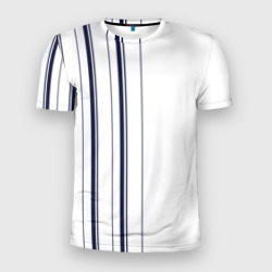 Мужская футболка 3D Slim Белые и синие полосы Stripes