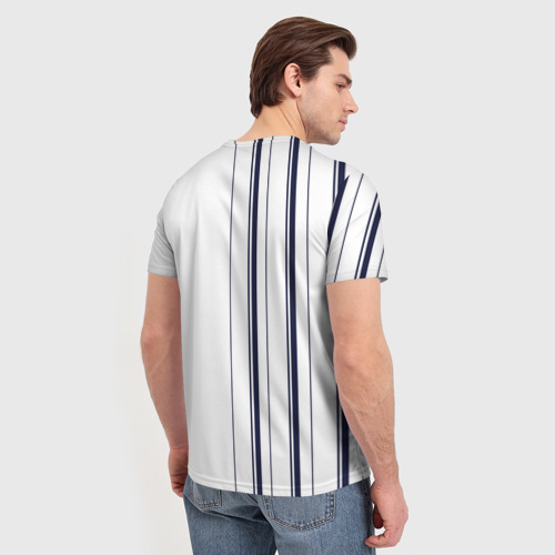 Мужская футболка 3D Белые и синие полосы Stripes, цвет 3D печать - фото 4