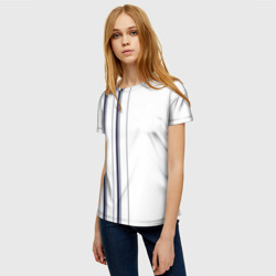 Женская футболка 3D Белые и синие полосы Stripes - фото 2