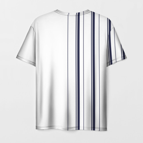 Мужская футболка 3D Белые и синие полосы Stripes, цвет 3D печать - фото 2