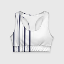 Женский спортивный топ 3D Белые и синие полосы Stripes
