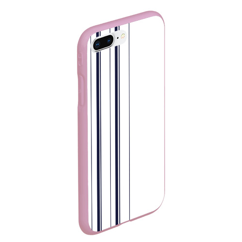 Чехол для iPhone 7Plus/8 Plus матовый Белые и синие полосы Stripes, цвет розовый - фото 3