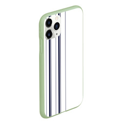 Чехол для iPhone 11 Pro Max матовый Белые и синие полосы Stripes - фото 2
