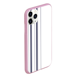 Чехол для iPhone 11 Pro Max матовый Белые и синие полосы Stripes - фото 2