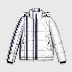 Зимняя куртка для мальчиков 3D Белые и синие полосы | Stripes