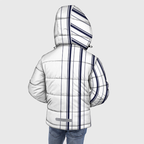Зимняя куртка для мальчиков 3D Белые и синие полосы Stripes, цвет красный - фото 4