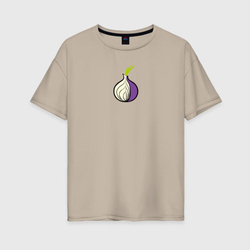Женская футболка хлопок Oversize Tor Browser, цвет миндальный