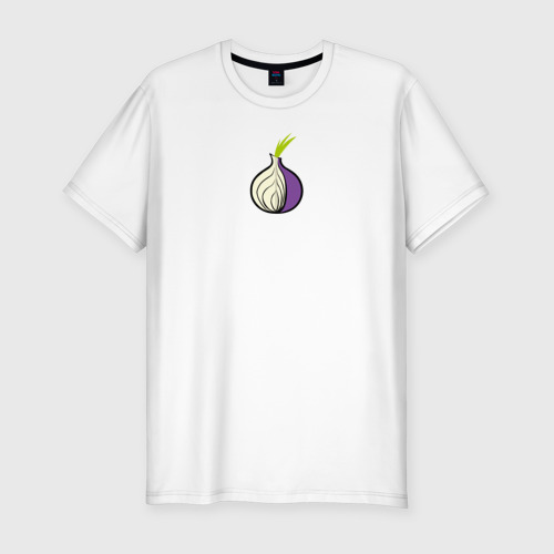 Мужская футболка приталенная из хлопка с принтом Tor Browser, вид спереди №1