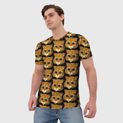 Мужская футболка 3D Кот в сапогах из Шрека - фото 2