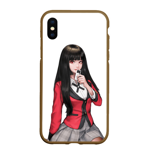 Чехол для iPhone XS Max матовый Jabami Yumeko с картой - Kakegurui, цвет коричневый