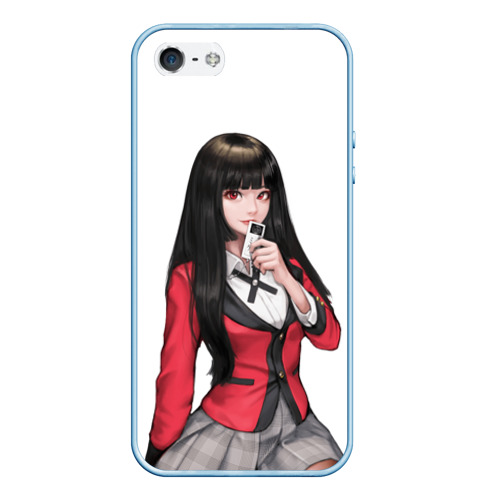 Чехол для iPhone 5/5S матовый Jabami Yumeko с картой - Kakegurui, цвет голубой