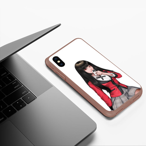 Чехол для iPhone XS Max матовый Jabami Yumeko с картой - Kakegurui, цвет коричневый - фото 5