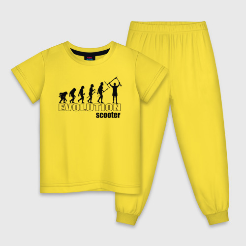 Детская пижама хлопок Эволюция трюкового самоката, цвет желтый