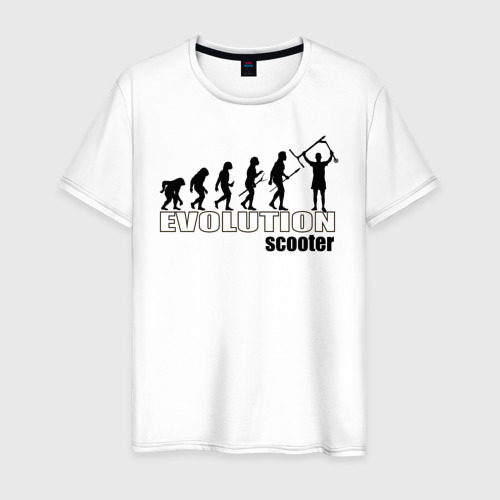 Мужская футболка из хлопка с принтом Эволюция трюкового самоката, вид спереди №1
