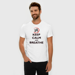 Мужская футболка хлопок Slim Keep calm and breathe - фото 2