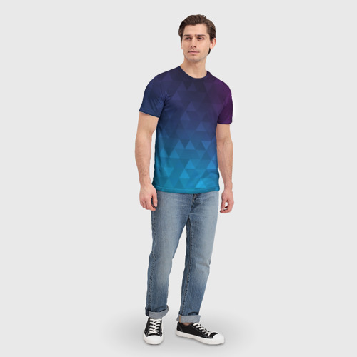 Мужская футболка 3D Абстрактные треугольники с градиентом, цвет 3D печать - фото 5