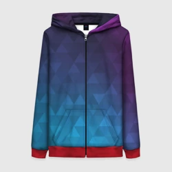 Женская толстовка 3D на молнии Абстрактные треугольники с градиентом