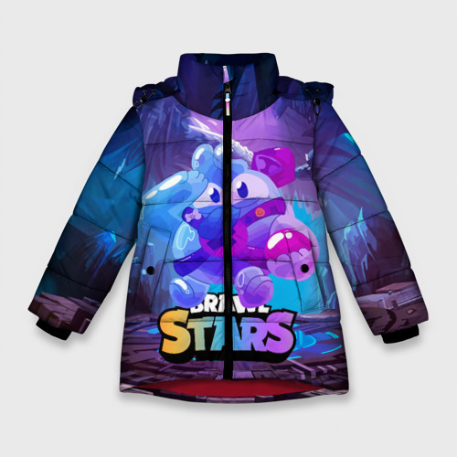Зимняя куртка для девочек 3D с принтом Сквик Squeak Brawl Stars, вид спереди #2