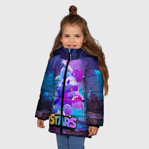 Зимняя куртка для девочек 3D с принтом Сквик Squeak Brawl Stars, фото на моделе #1