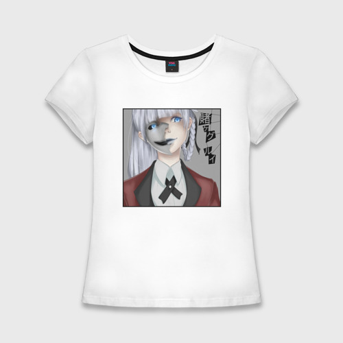Женская приталенная футболка из хлопка с принтом Кирари Момобами Какэгуруи, вид спереди №1