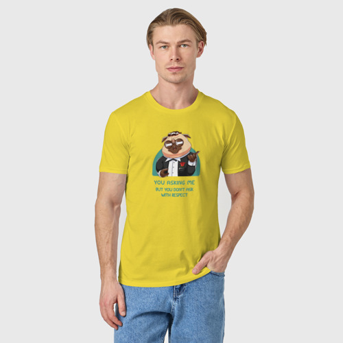 Мужская футболка хлопок Крестный отец - мопс, цвет желтый - фото 3