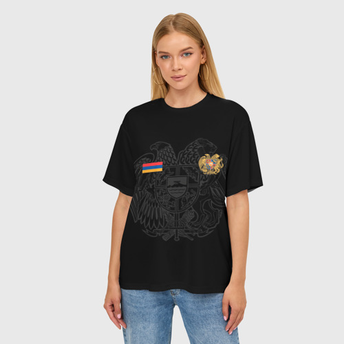 Женская футболка oversize 3D Форма Армении флаг герб, цвет 3D печать - фото 3