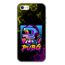 Чехол для iPhone 5/5S матовый PUBG retro neon ПАБГ неон