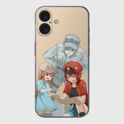 Чехол для iPhone 16 силиконовый с защитой камеры Клетки за работой 