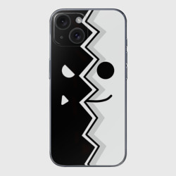 Чехол для iPhone 15 силиконовый с защитой камеры Geometry Dash морда