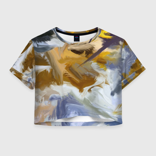 Женская футболка Crop-top 3D Абстрактные перышки, цвет 3D печать