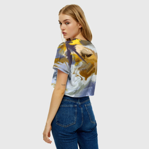 Женская футболка Crop-top 3D Абстрактные перышки, цвет 3D печать - фото 5