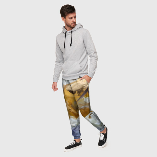Мужские брюки 3D Абстрактные перышки, цвет 3D печать - фото 3