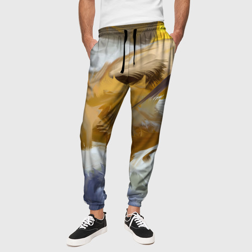 Мужские брюки 3D Абстрактные перышки, цвет 3D печать - фото 4